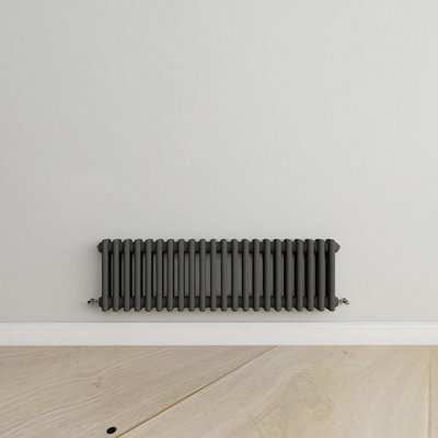 Horizontal Anthracite Triple Column Radiator (H) 300mm x (W) 1010mm.