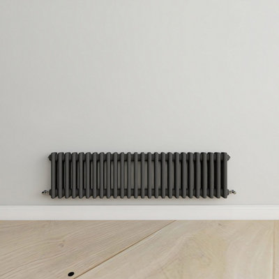 Horizontal Anthracite Triple Column Radiator (H) 300mm x (W) 1190mm.