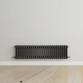 Horizontal Anthracite Triple Column Radiator (H) 300mm x (W) 1190mm.