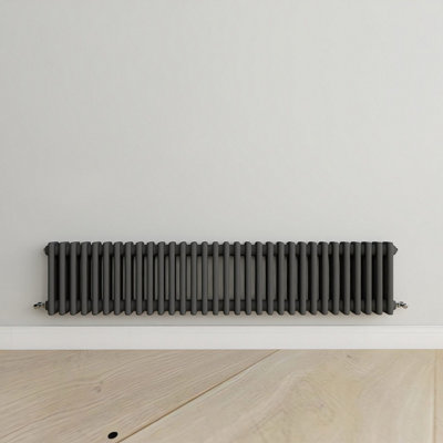 Horizontal Anthracite Triple Column Radiator (H) 300mm x (W) 1460mm.