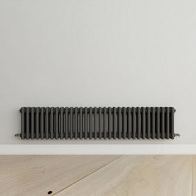 Horizontal Anthracite Triple Column Radiator (H) 300mm x (W) 1460mm.