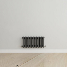 Horizontal Anthracite Triple Column Radiator (H) 300mm x (W) 605mm.