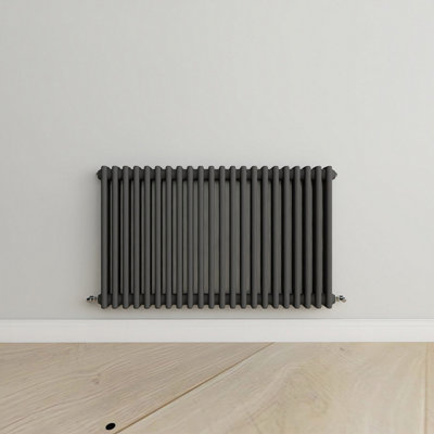 Horizontal Anthracite Triple Column Radiator (H) 600mm x (W) 1010mm.