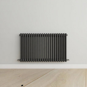 Horizontal Anthracite Triple Column Radiator (H) 600mm x (W) 1010mm.