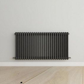 Horizontal Anthracite Triple Column Radiator (H) 600mm x (W) 1190mm.