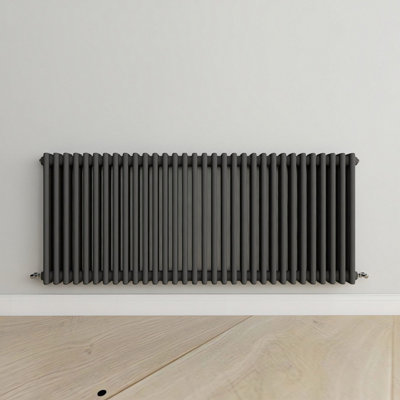 Horizontal Anthracite Triple Column Radiator (H) 600mm x (W) 1460mm.