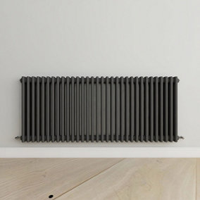 Horizontal Anthracite Triple Column Radiator (H) 600mm x (W) 1460mm.
