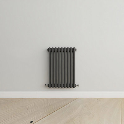 Horizontal Anthracite Triple Column Radiator (H) 600mm x (W) 425mm.
