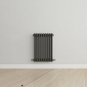 Horizontal Anthracite Triple Column Radiator (H) 600mm x (W) 425mm.
