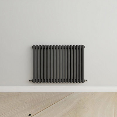 Horizontal Anthracite Triple Column Radiator (H) 600mm x (W) 830mm.