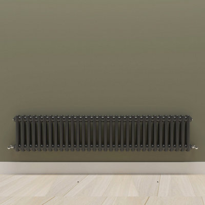 Horizontal Black Double Column Radiator (H) 300mm x (W) 1460mm.