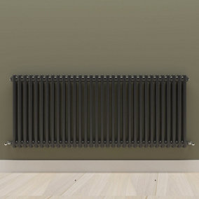 Horizontal Black Double Column Radiator (H) 600mm x (W) 1460mm.