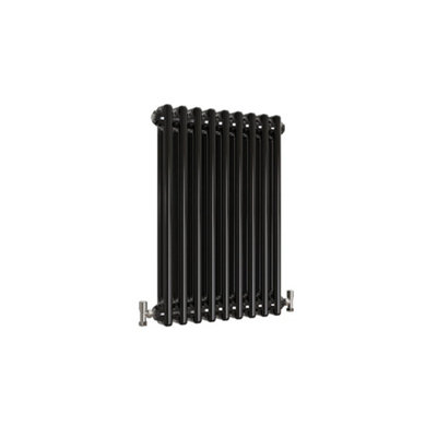Horizontal Black Double Column Radiator (H) 600mm x (W) 425mm.