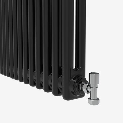 Horizontal Black Double Column Radiator (H) 600mm x (W) 425mm.