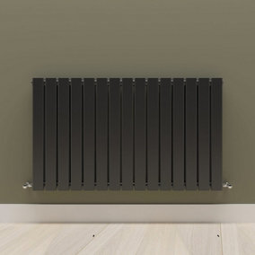 Horizontal Black Double Flat Panel Radiator (H) 600 mm x (W) 1020 mm.