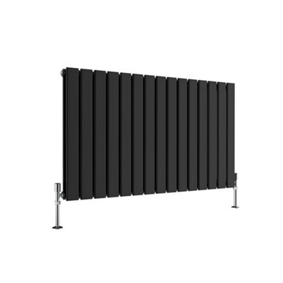 Horizontal Black Double Flat Panel Radiator (H) 600 mm x (W) 1020 mm.