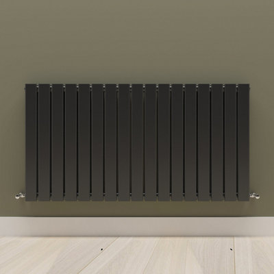 Horizontal Black Double Flat Panel Radiator (H) 600 mm x (W) 1156 mm.
