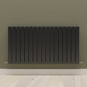 Horizontal Black Double Flat Panel Radiator (H) 600 mm x (W) 1156 mm.