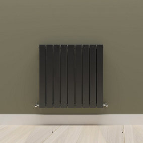 Horizontal Black Double Flat Panel Radiator (H) 600 mm x (W) 612 mm.