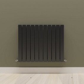 Horizontal Black Double Flat Panel Radiator (H) 600 mm x (W) 748 mm.
