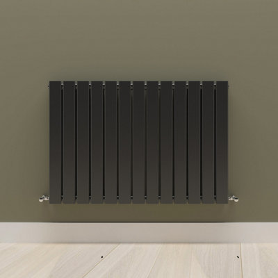 Horizontal Black Double Flat Panel Radiator (H) 600 mm x (W) 884 mm.