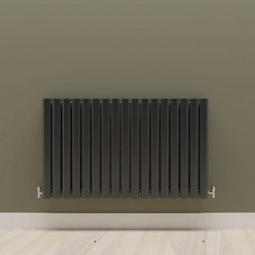 Horizontal Black Double Oval Panel Radiator (H)600mm x (W)1003mm.