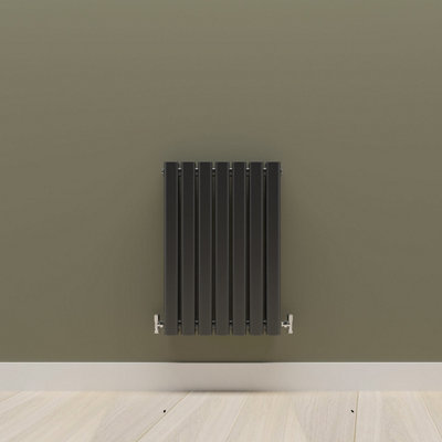 Horizontal Black Double Oval Panel Radiator (H)600mm x (W)413mm.