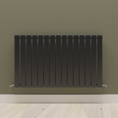 Horizontal Black Single Flat Panel Radiator (H) 600 mm x (W) 1020 mm.