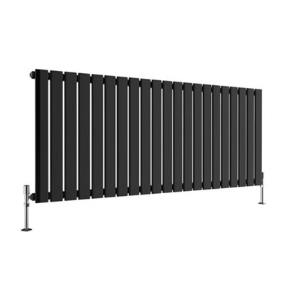 Horizontal Black Single Flat Panel Radiator (H) 600 mm x (W) 1428 mm.