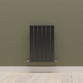 Horizontal Black Single Flat Panel Radiator (H) 600 mm x (W) 408 mm.