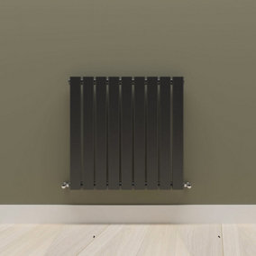 Horizontal Black Single Flat Panel Radiator (H) 600 mm x (W) 612 mm.