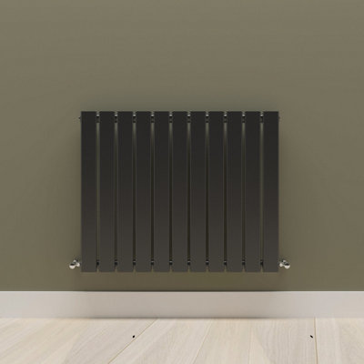 Horizontal Black Single Flat Panel Radiator (H) 600 mm x (W) 748 mm.