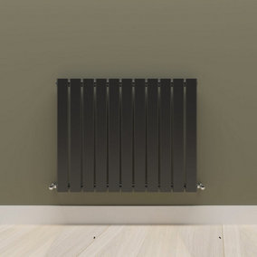 Horizontal Black Single Flat Panel Radiator (H) 600 mm x (W) 748 mm.