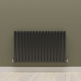 Horizontal Black Single Oval Panel Radiator (H)600mm x (W)1003mm.