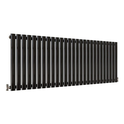 Horizontal Black Single Oval Panel Radiator (H)600mm x (W)1593mm, 5582 BTU.