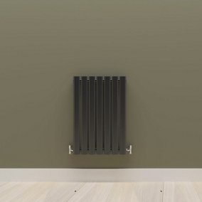 Horizontal Black Single Oval Panel Radiator (H)600mm x (W)413mm.