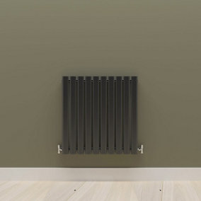 Horizontal Black Single Oval Panel Radiator (H)600mm x (W)590mm.