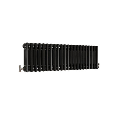 Horizontal Black Triple Column Radiator (H) 300mm x (W) 1010mm, 3190 BTU.