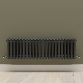 Horizontal Black Triple Column Radiator (H) 300mm x (W) 1010mm.