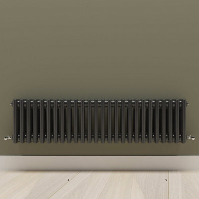 Horizontal Black Triple Column Radiator (H) 300mm x (W) 1190mm.