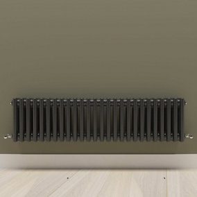 Horizontal Black Triple Column Radiator (H) 300mm x (W) 1190mm.