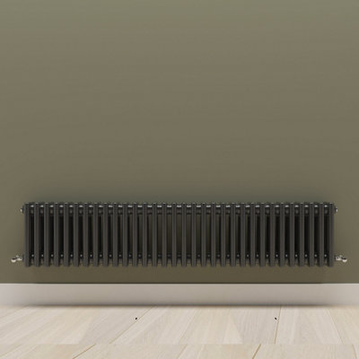 Horizontal Black Triple Column Radiator (H) 300mm x (W) 1460mm.