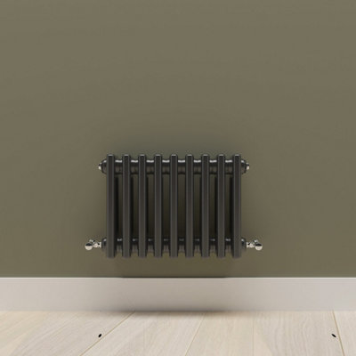 Horizontal Black Triple Column Radiator (H) 300mm x (W) 425mm.