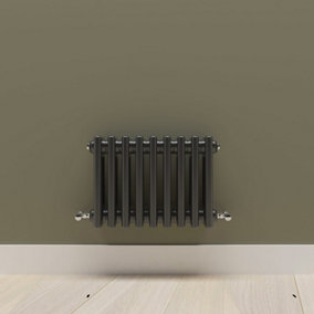 Horizontal Black Triple Column Radiator (H) 300mm x (W) 425mm.