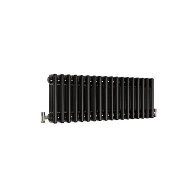 Horizontal Black Triple Column Radiator (H) 300mm x (W) 830mm, 2615 BTU.