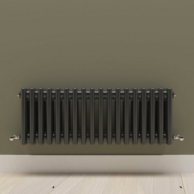 Horizontal Black Triple Column Radiator (H) 300mm x (W) 830mm.