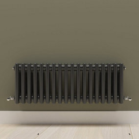 Horizontal Black Triple Column Radiator (H) 300mm x (W) 830mm.