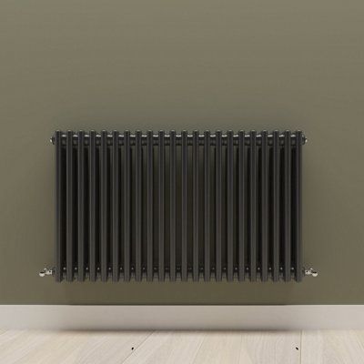 Horizontal Black Triple Column Radiator (H) 600mm x (W) 1010mm.