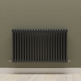 Horizontal Black Triple Column Radiator (H) 600mm x (W) 1010mm.