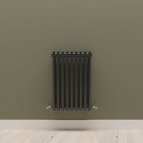 Horizontal Black Triple Column Radiator (H) 600mm x (W) 425mm.